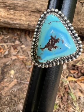 Daniel Benally Navajo Sonoran Gold Turquoise Sterling Ring Sz 9